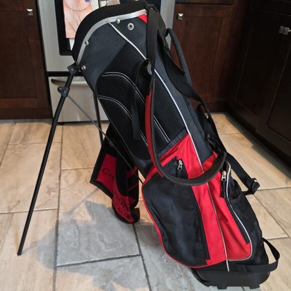 Ladies Titech Golf Bag 7 Hole Divided EUC 4 Pocket W/ Shoulder Strap Red - Picture 1 of 16